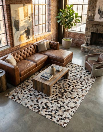 5' 1 x 8' Cowhide Leather Rug