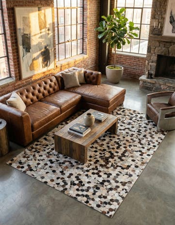 5' 1 x 8' Cowhide Leather Rug
