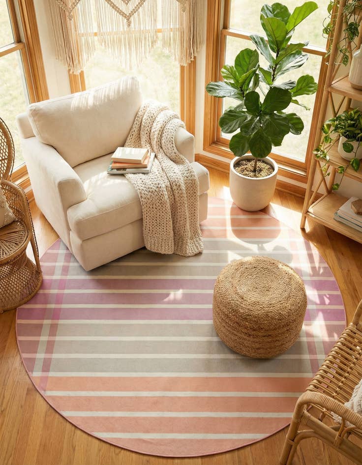 Detail image of  10' x 10'  Washable Ribbon Indoor / Outdoor Round Rug