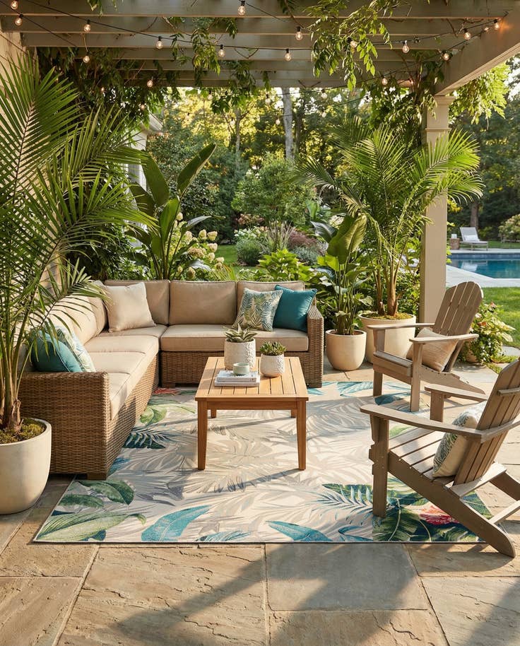 Detail image of 10' x 12' Easy-Clean Botanical Indoor / Outdoor Rug