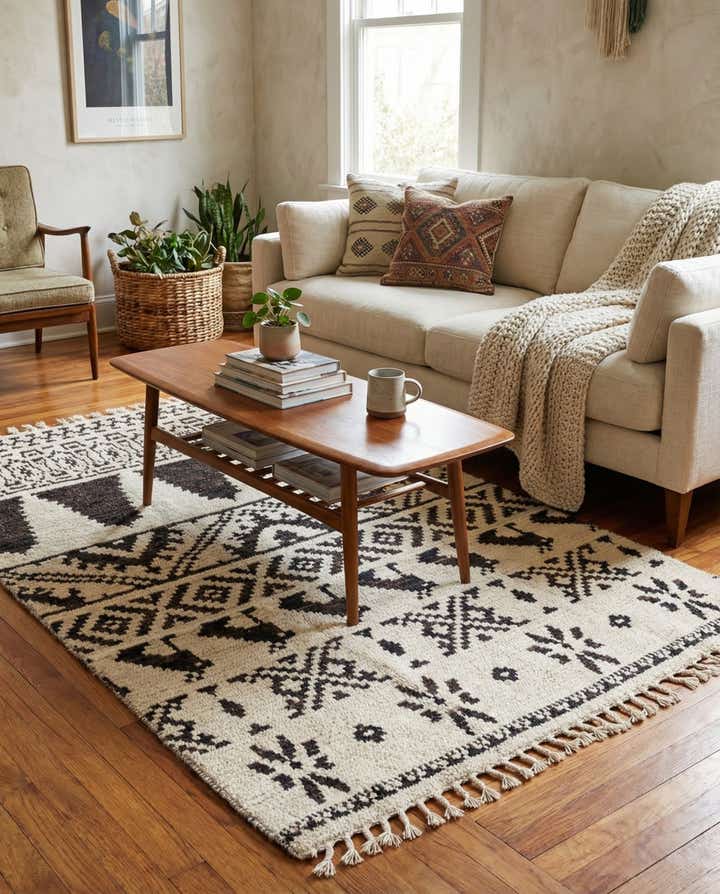 4' 5 x 6' 8 Hand Knotted Moroccan Wool Rug
