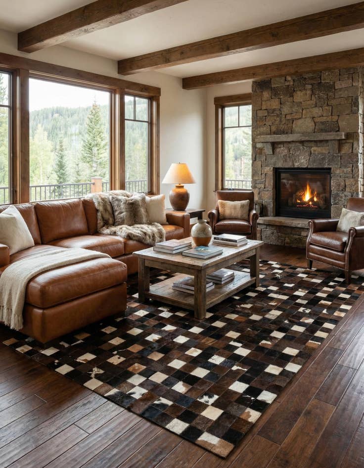 Detail image of 5' 1 x 7' 11 Cowhide - Patchwork Rug