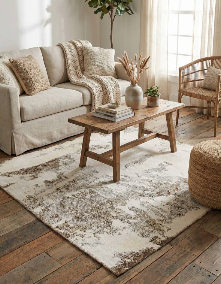 Detail image of 3' 10 x 4'  Hand Knotted Ultra Vintage Persian Wool Square Rug