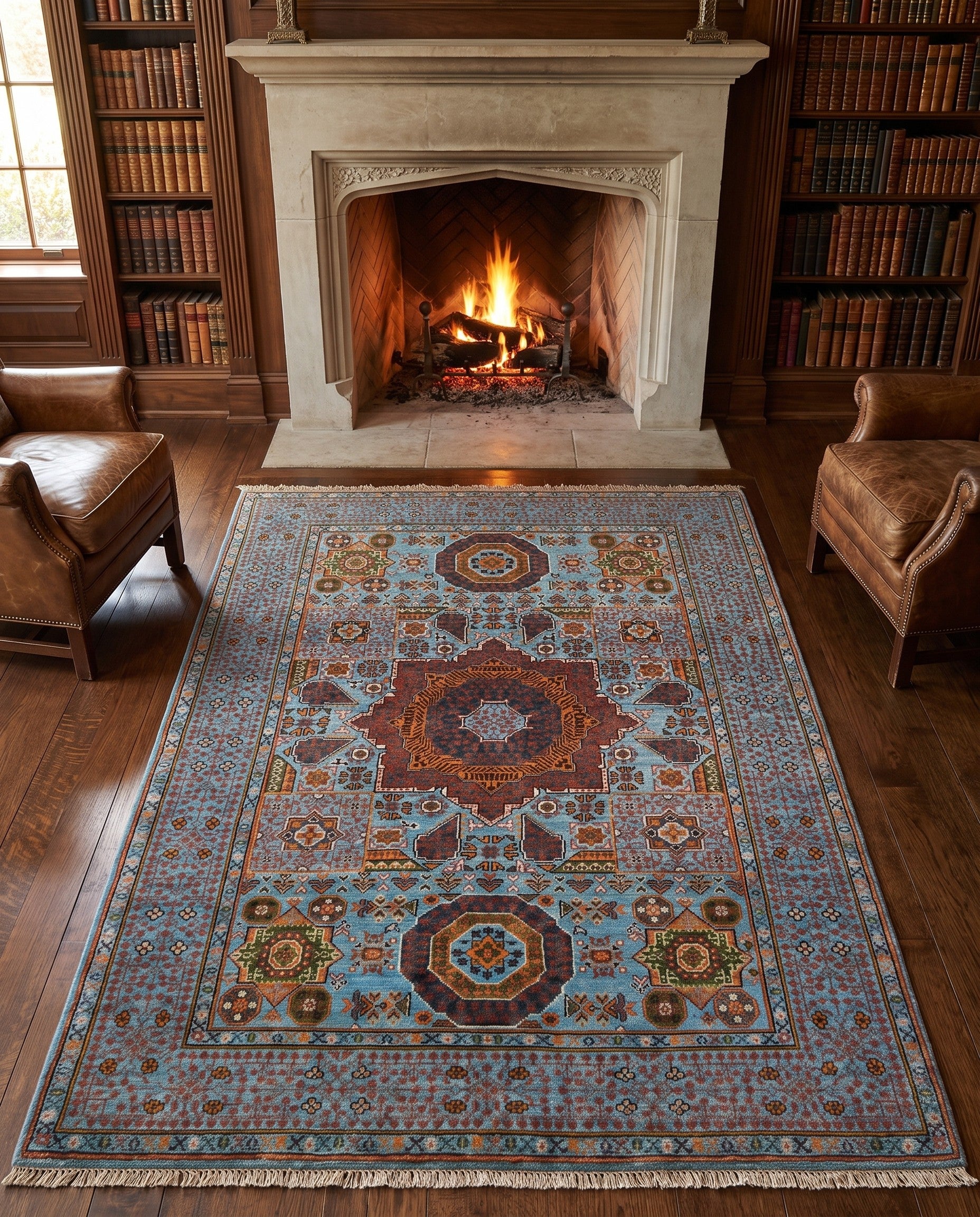 4' 2 x 5' 10 Hand Knotted Mamluk Ziegler Rug