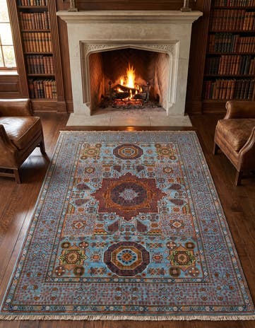 4' 2 x 5' 10 Hand Knotted Mamluk Ziegler Rug