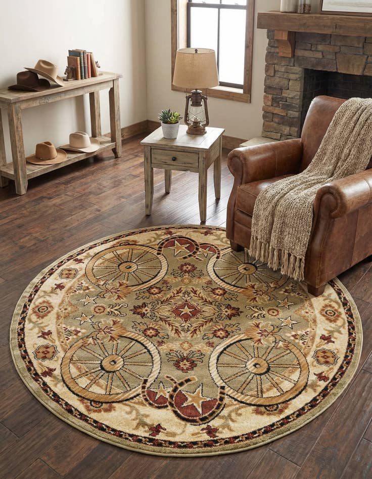 Detail image of  5' 3 x 5' 3 Pioneer Round Rug