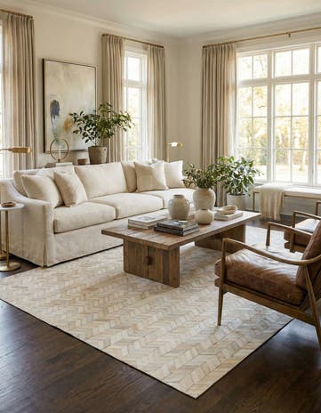 5' 3 x 7' 6 Cowhide Leather Rug