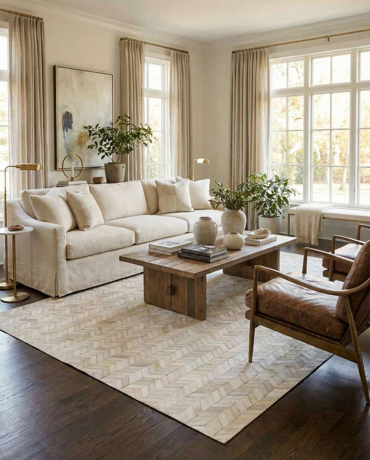 5' 3 x 7' 6 Cowhide Leather Rug