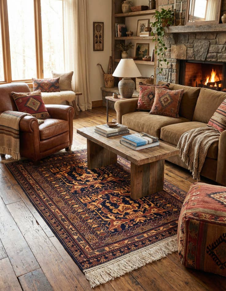 Detail image of 3' 2 x 4' 7  Hand Knotted Afghan Akhche Oriental Wool Rug