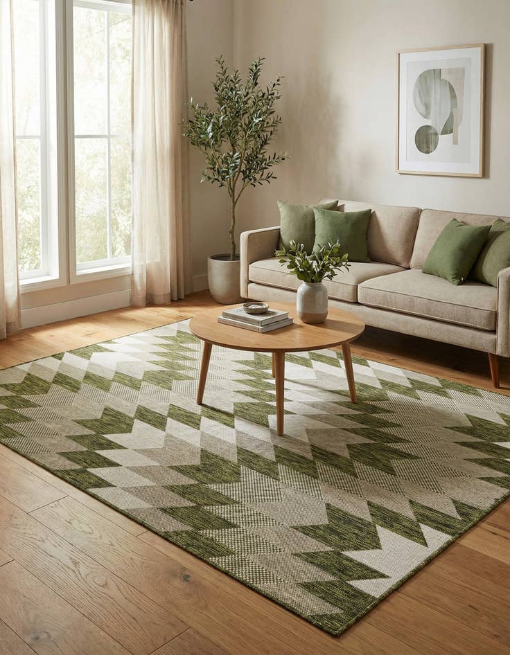 Detail image of  5' 3 x 8'  Washable Modern Indoor / Outdoor Rug