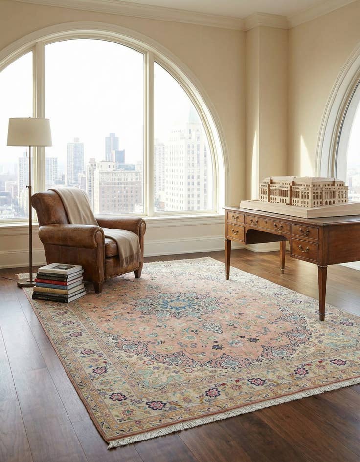 Detail image of 6' 6 x 9' 8  Hand Knotted Isfahan Persian Rug