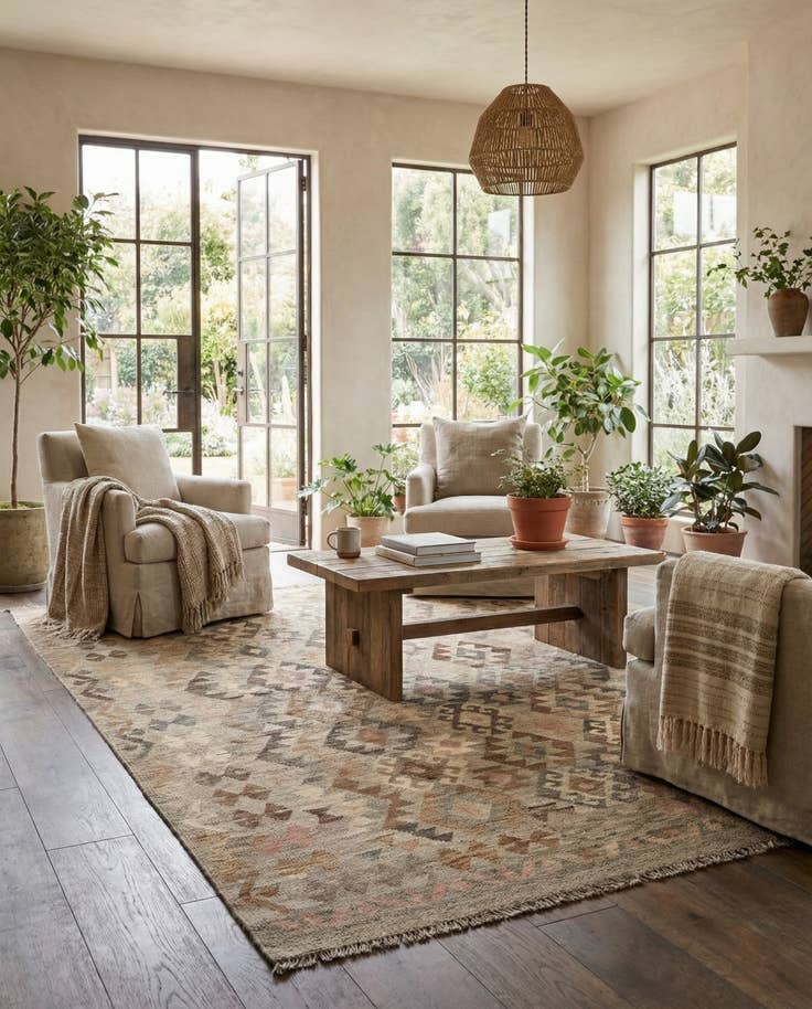 Detail image of 6' 2 x 8' Hand Knotted Kilim Maymana Wool Rug