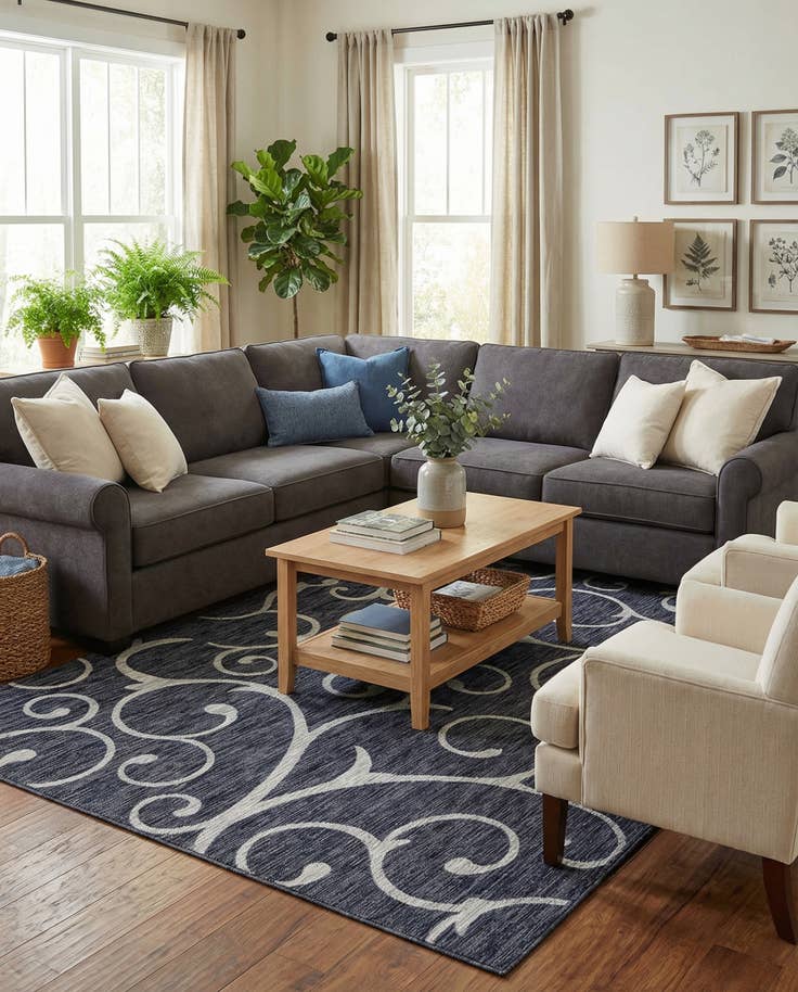 Detail image of 7' 10 x 11' Easy-Clean Botanical Indoor / Outdoor Rug