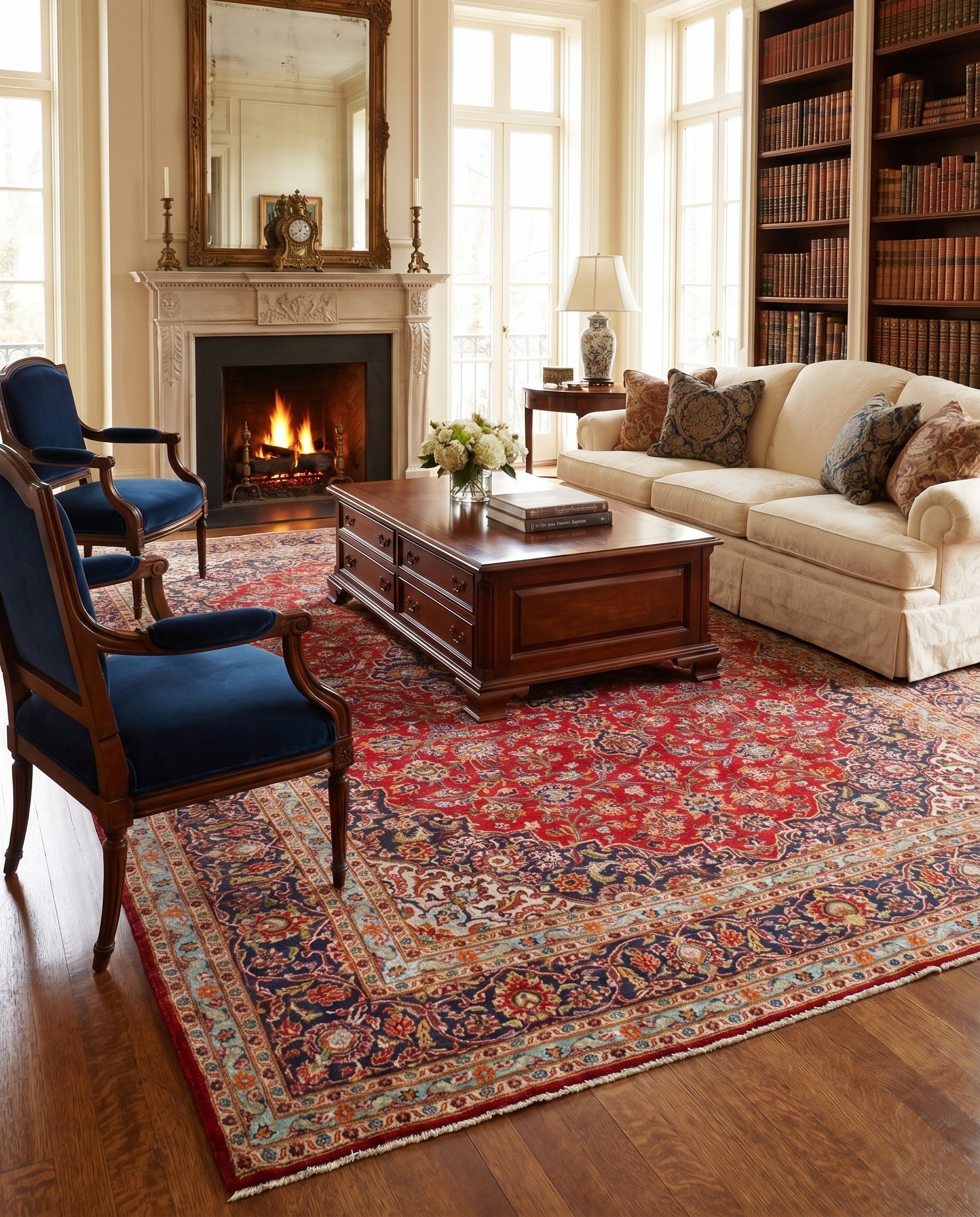 9' 10 x 13' 3 Hand Knotted Kashan Persian Wool Rug