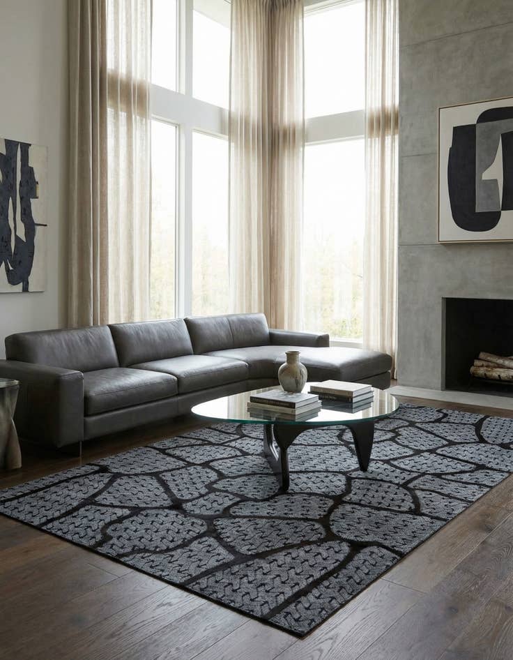 Detail image of  5' 2 x 8' 1 Cowhide - Patchwork Rug