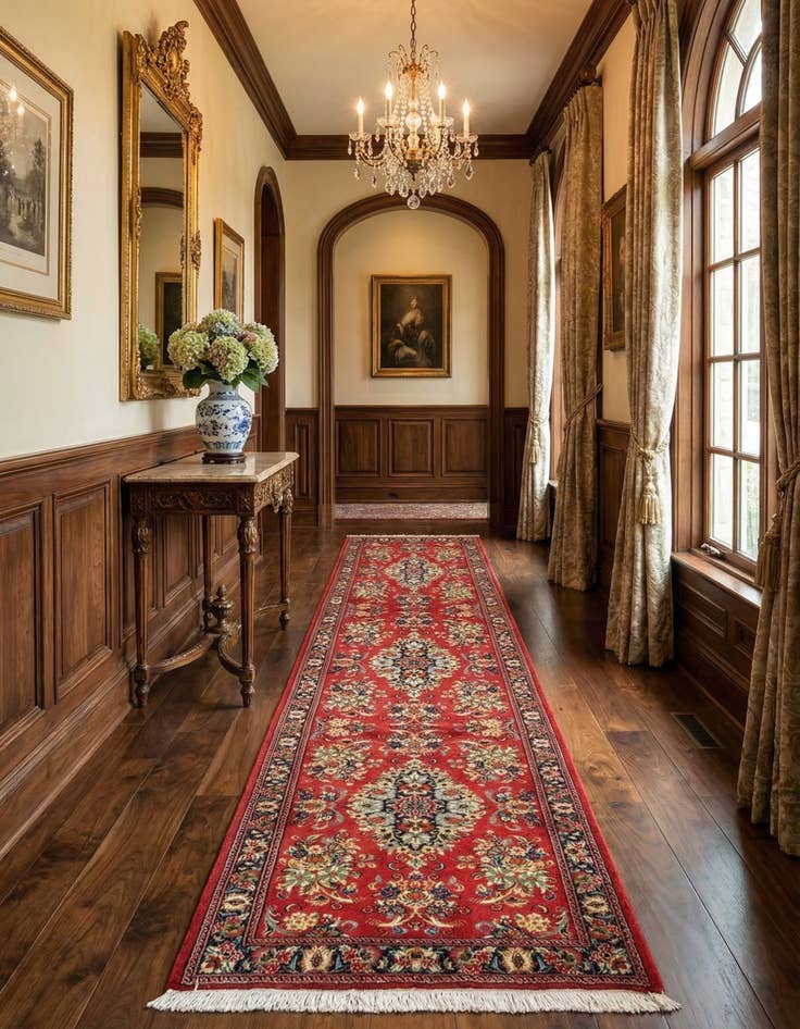 Detail image of  2' 8 x 13' 1  Hand Knotted Qom Persian Runner Rug