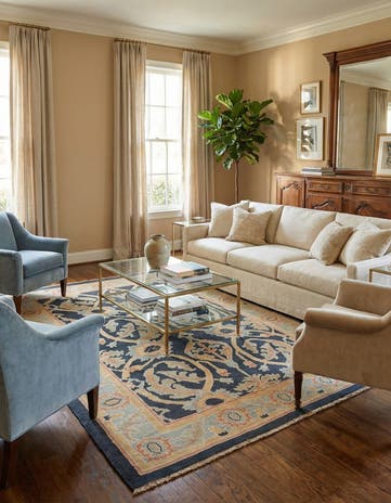 6' 9 x 8' 10 Hand Knotted Oushak Wool Rug