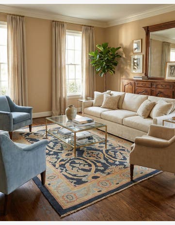 6' 9 x 8' 10 Hand Knotted Oushak Wool Rug