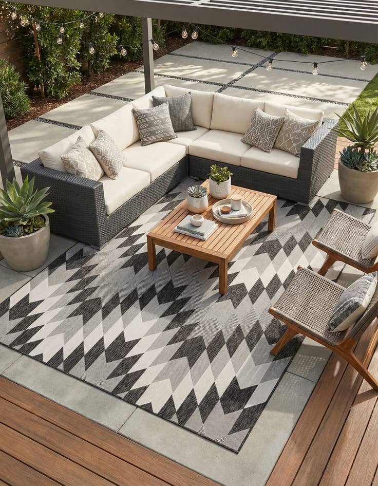 Detail image of 7' 10 x 10' Easy-Clean Modern Indoor / Outdoor Rug