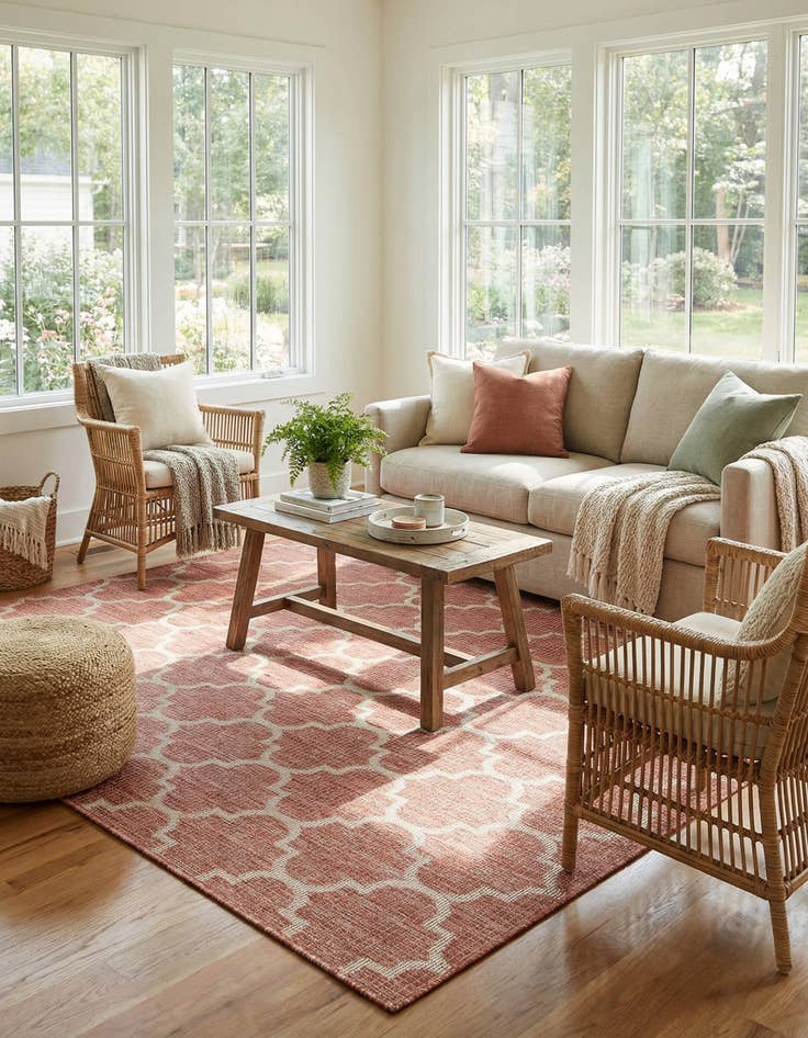 Detail image of 6' x 9' Easy-Clean Trellis Indoor / Outdoor Rug