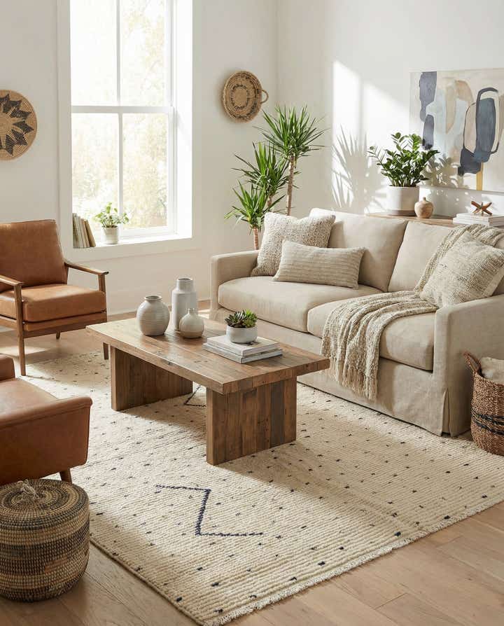 5' 7 x 7' 9 Hand Knotted Moroccan Wool Rug