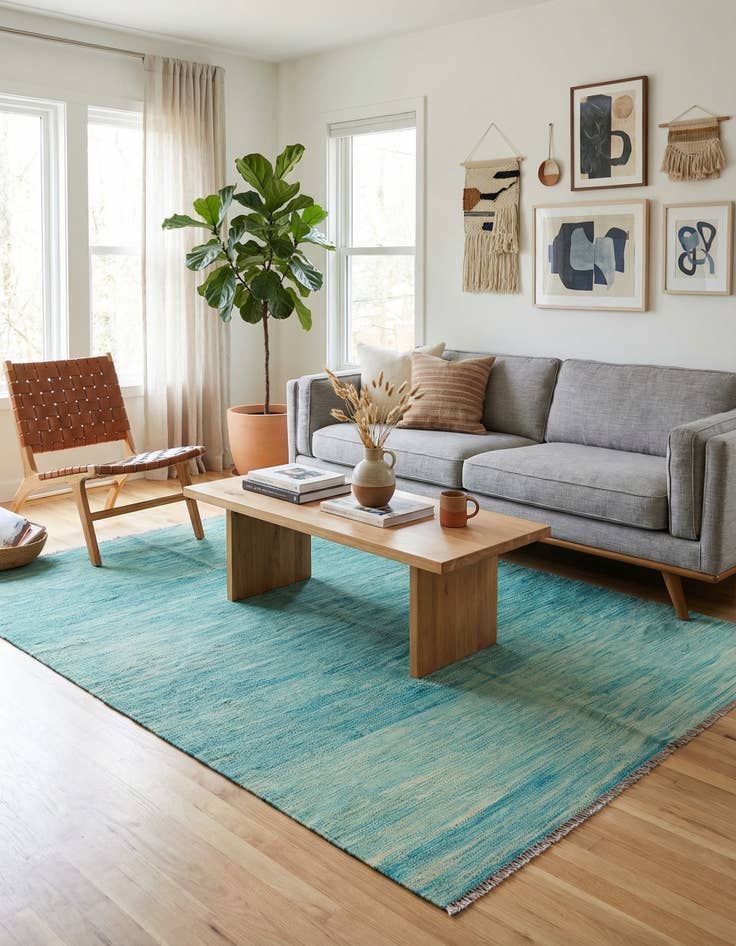 Detail image of 4' x 6' Hand Woven Kilim Modern Wool Rug