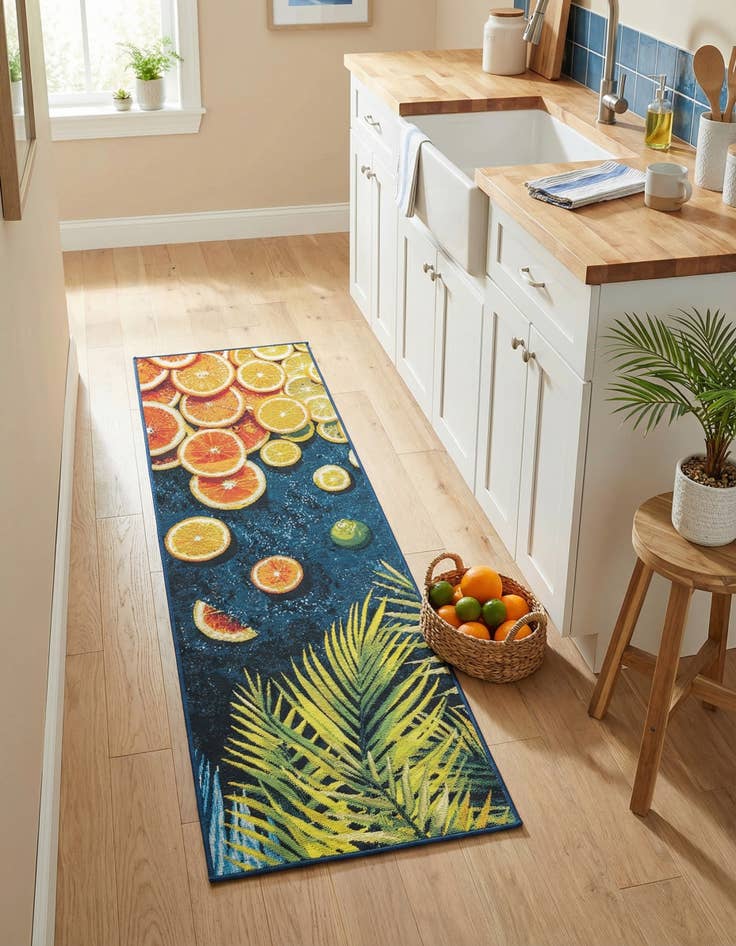 Detail image of  2' x 6'  Washable Coastal Indoor / Outdoor Runner Rug