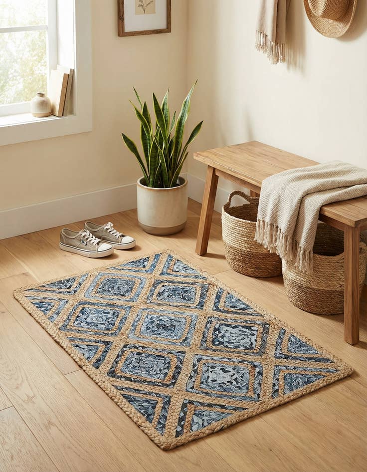 Detail image of 2' x 3' 1  Hand Braided Jute Rug