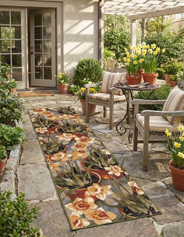 2' 7 x 10' Easy-Clean Botanical Indoor / Outdoor Runner Rug
