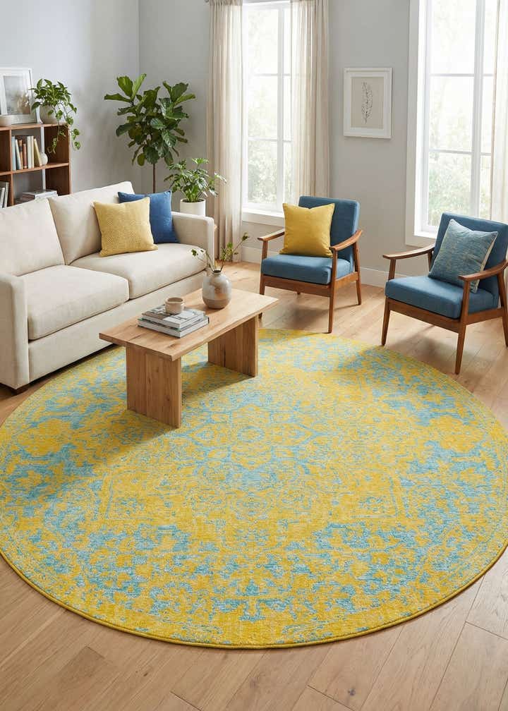 10' 8 x 10' 8 Easy-Clean Jill Zarin Dubai Indoor / Outdoor Round Rug
