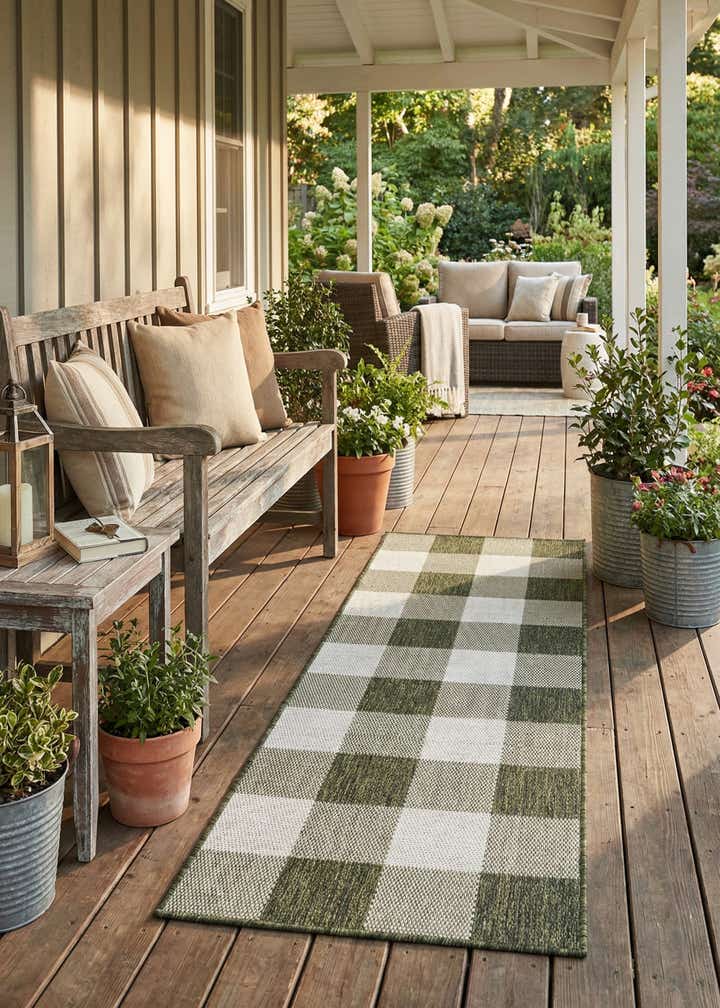 2' x 6' Easy-Clean Checkered Indoor / Outdoor Runner Rug