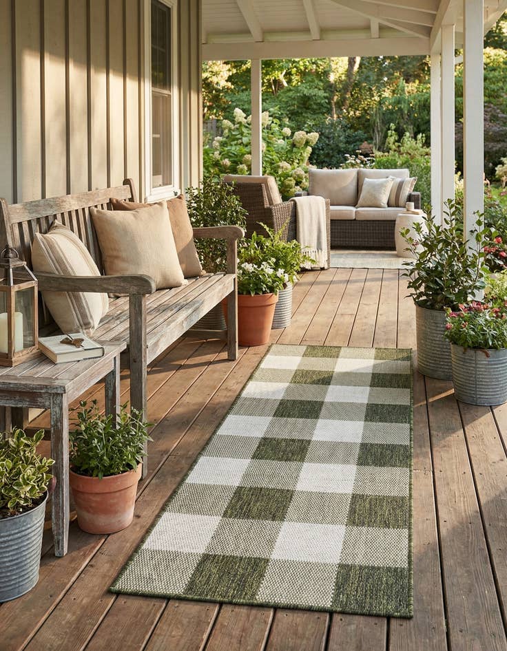 Detail image of  2' x 6'  Washable Checkered Indoor / Outdoor Runner Rug