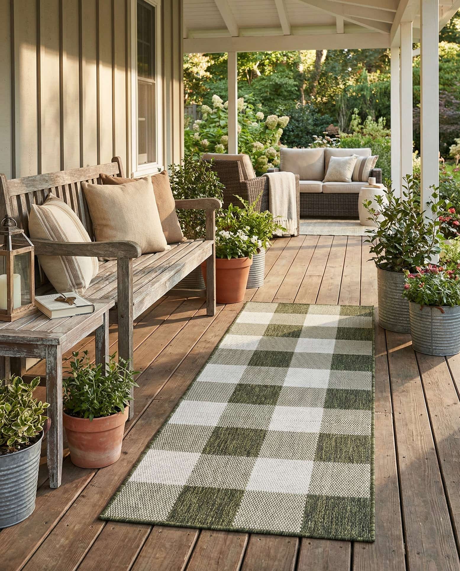 2' x 6' Easy-Clean Checkered Indoor / Outdoor Runner Rug