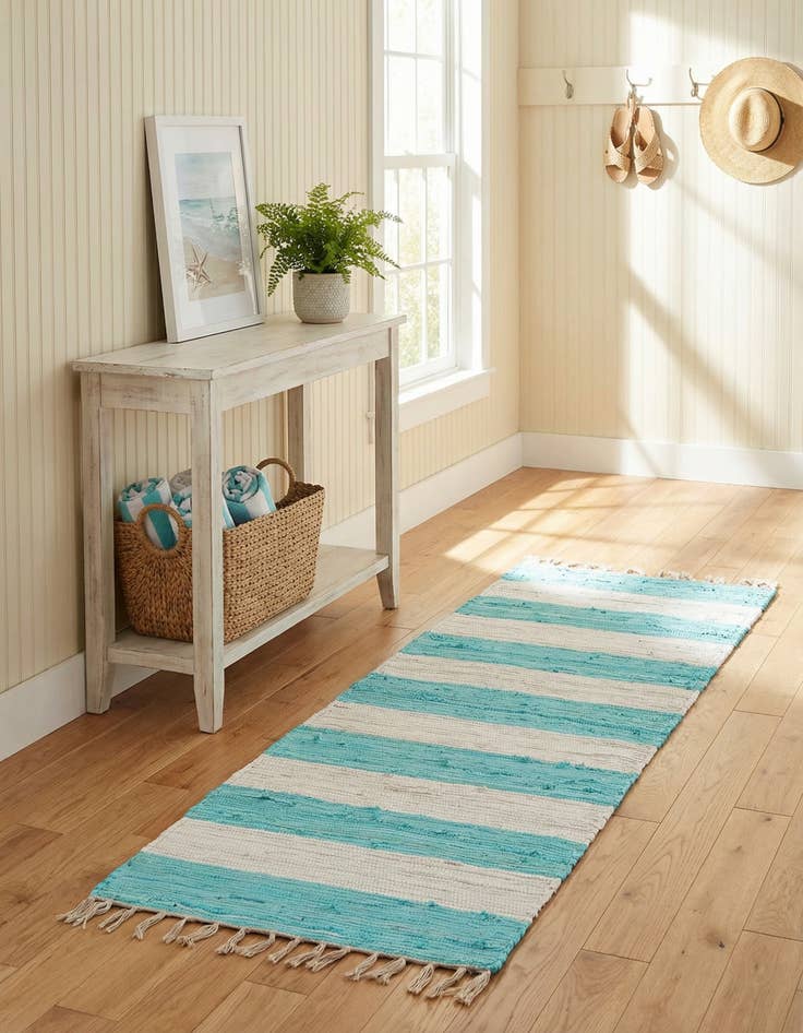 Detail image of  2' 2 x 6' 1  Hand Woven Chindi Rag Runner Rug