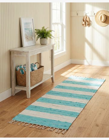 2' 2 x 6' 1 Hand Woven Chindi Rag Runner Rug
