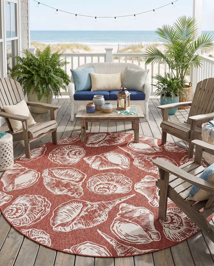 10' x 10' Easy-Clean Coastal Indoor / Outdoor Round Rug