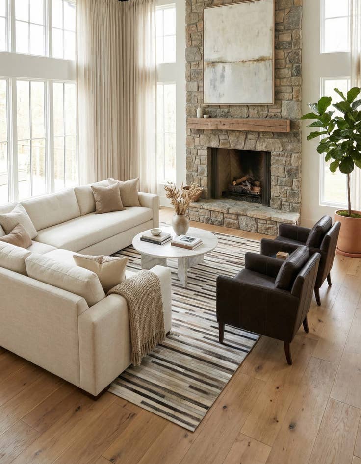 Detail image of 5' 1 x 8' Cowhide Stocks Rug