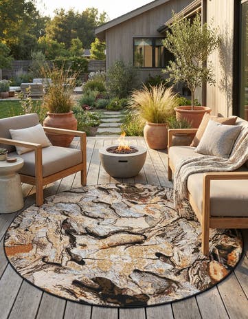7' 10 x 7' 10 Easy-Clean Modern Indoor / Outdoor Round Rug