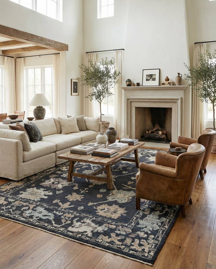 Detail image of 9' 2 x 12' 4 Hand Knotted Oushak Wool Rug