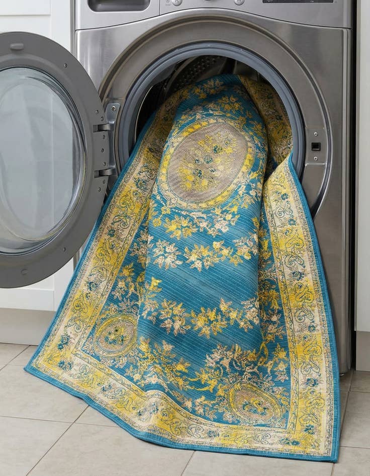 Detail image of 7' 10 x 10'  Washable Traditional Indoor / Outdoor Rug