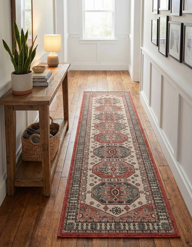 Detail image of  2' 7 x 12'  Washable Traditional Indoor / Outdoor Runner Rug