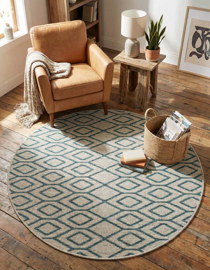 Detail image of 4' x 4'  Washable Jill Zarin Turks and Caicos Indoor / Outdoor Round Rug