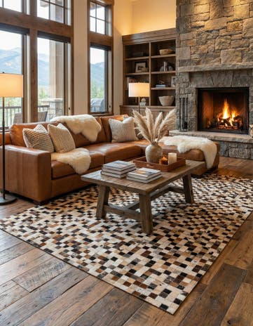 5' 2 x 7' 10 Cowhide - Patchwork Rug
