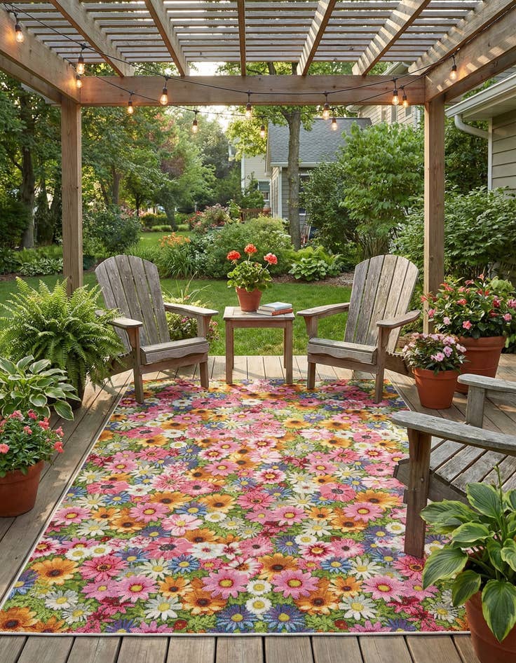 Detail image of 6' x 9'  Washable Botanical Indoor / Outdoor Rug