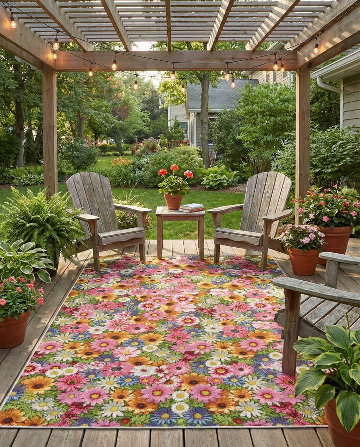 6' x 9' Easy-Clean Botanical Indoor / Outdoor Rug