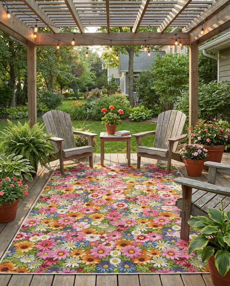 Detail image of 6' x 9' Easy-Clean Botanical Indoor / Outdoor Rug