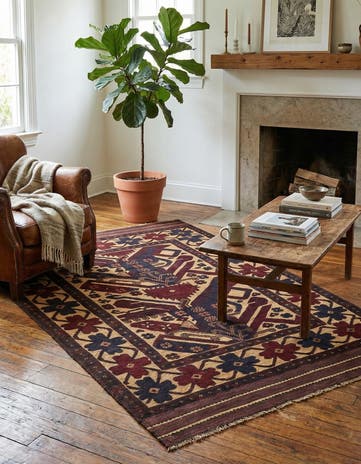 4' 2 x 6' 3 Hand Knotted Sumak Wool Rug