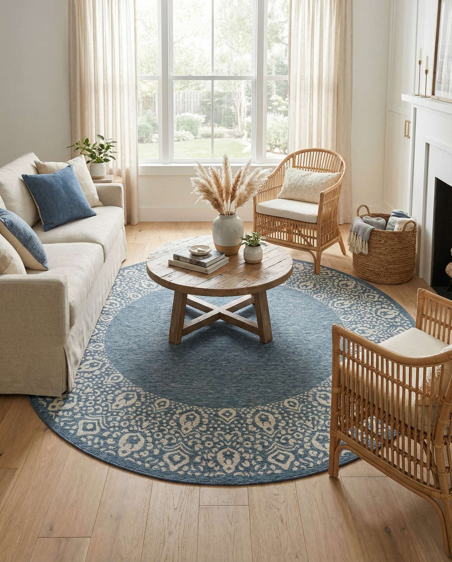 7' 10 x 7' 10 Easy-Clean Border Indoor / Outdoor Round Rug