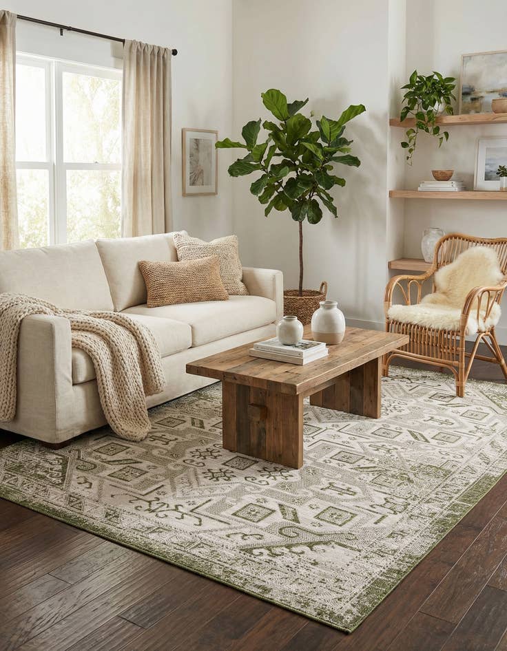 Detail image of  6' x 9'  Washable Aztec Indoor / Outdoor Rug