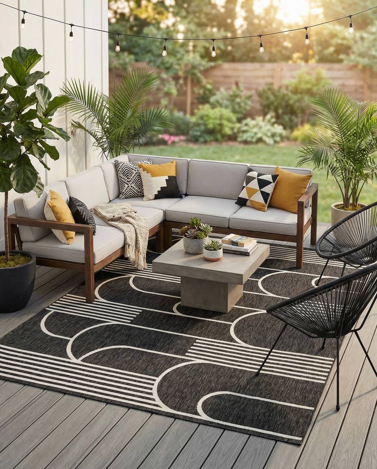 Detail image of 9' x 12' Easy-Clean Modern Indoor / Outdoor Rug
